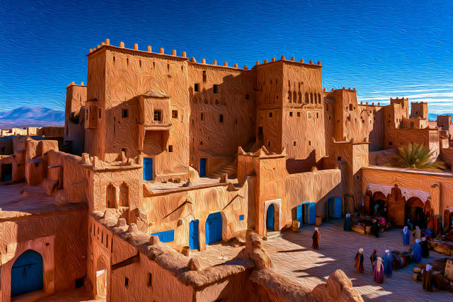 Taourirt Kasbah Ouarzazate, Ouarzazate watercolor canvas