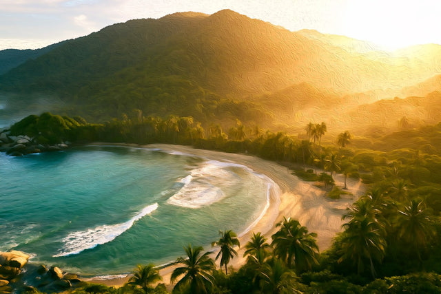 Cabo San Juan Bay, Tayrona National Park watercolor canvas