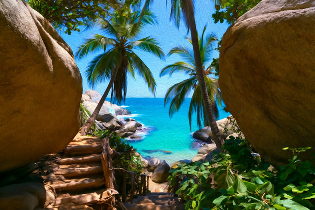 Cabo San Juan Trail, Tayrona National Park watercolor canvas
