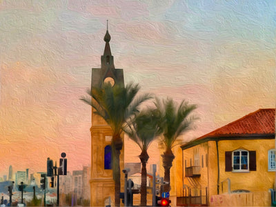 Tel Aviv watercolor canvas