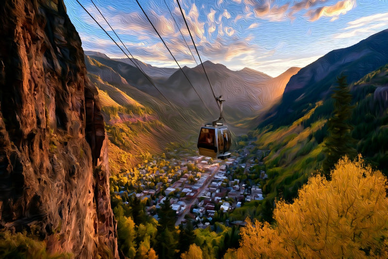 Gondola Over Mountain Town, Telluride canvas