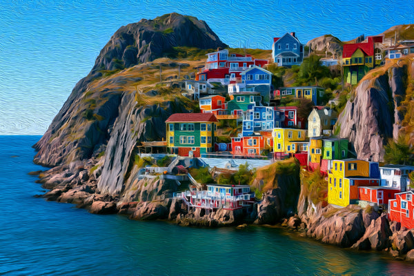 The Battery St. Johns Cliffside, St. John’s watercolor canvas