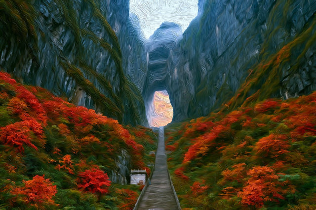 Tianmen Cave Mountain Gate, Zhangjiajie watercolor canvas