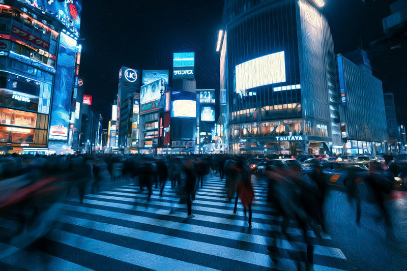 Shibuya Scramble Crossing Night, Tokyo canvas