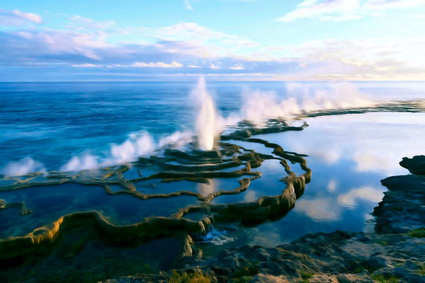 Mapu a Vaea Blowholes, Tonga Islands watercolor canvas