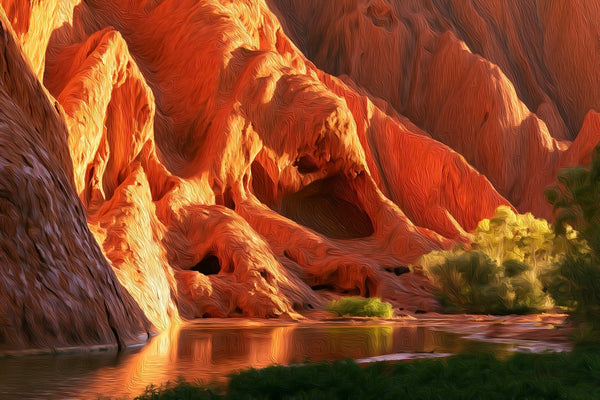 Uluru Red Rock Reflection, Uluru watercolor canvas