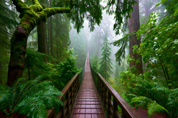 Rainforest Canopy Boardwalk Trail, Vancouver watercolor canvas