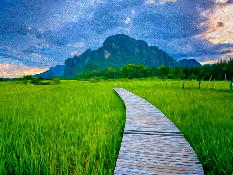 Rice Fields and Karst Mountains, Vang Vieng canvas