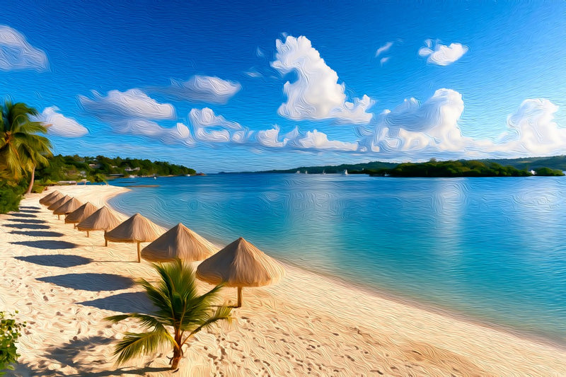 Champagne Beach Thatched Umbrellas, Vanuatu Islands canvas