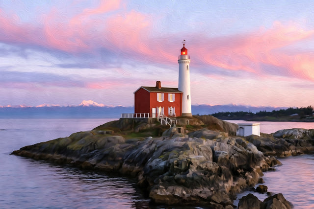 Fisgard Lighthouse Rocky Point, Victoria watercolor canvas
