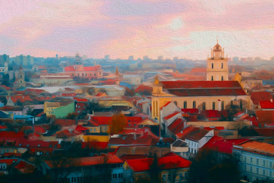 Vilnius watercolor canvas