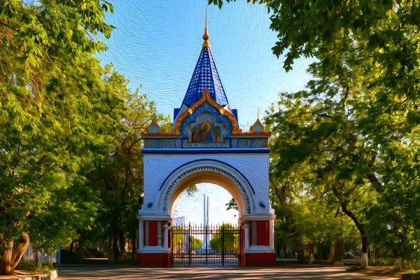 Nikolai Triumphal Arch, Vladivostok watercolor canvas