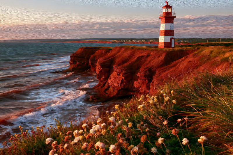 West Point Lighthouse Red Cliffs, Prince Edward Island canvas