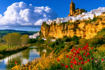 White Villages of Andalusia watercolor canvas