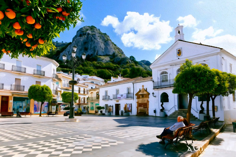 Grazalema Village Plaza, White Villages of Andalusia canvas