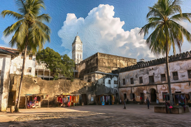 Old Fort Stone Town, Zanzibar watercolor canvas