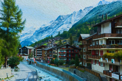 Zermatt watercolor canvas