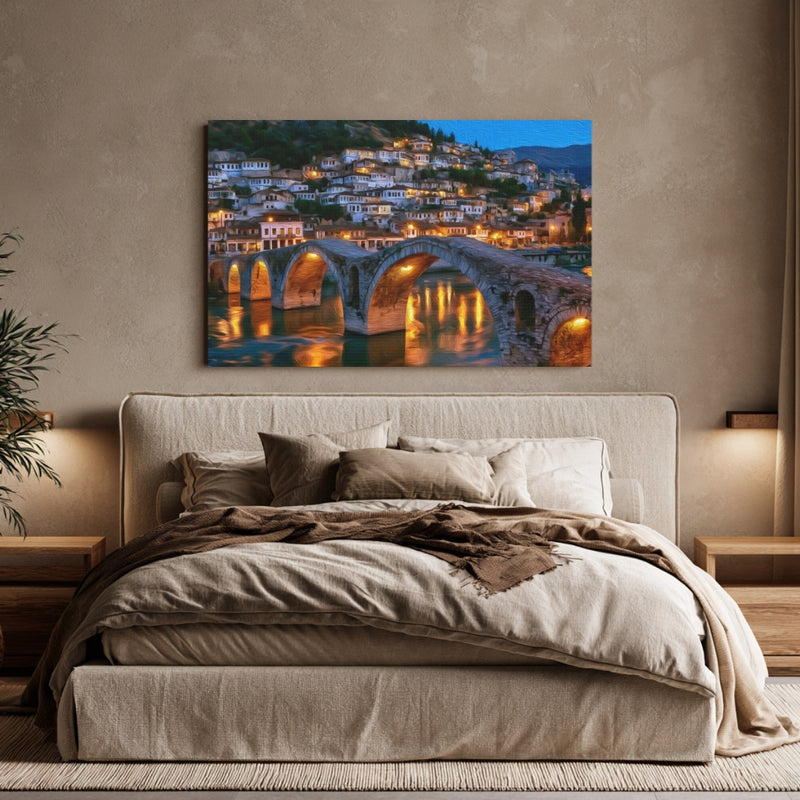 Gorica Bridge At Dusk — Berat, Albania, view 6