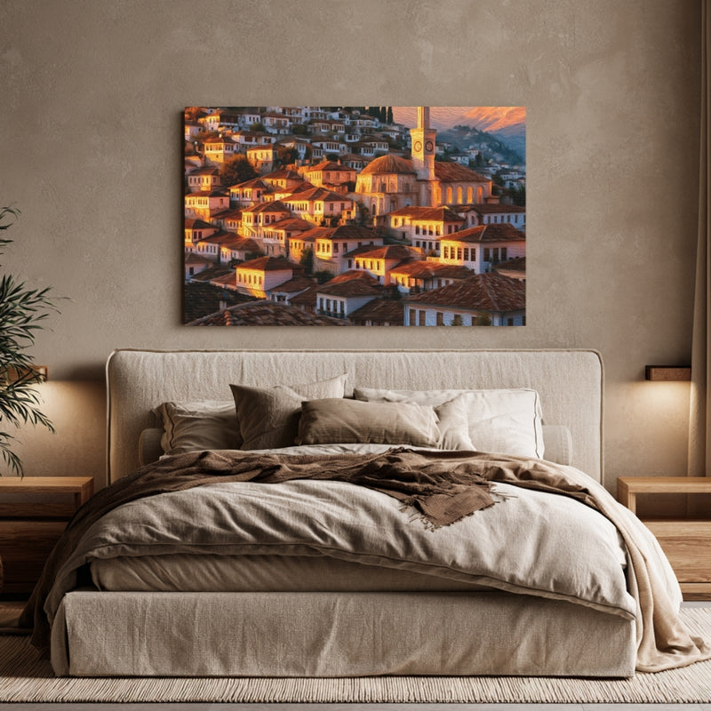 Berat, Albania | Berat Old Town Clock Tower | Original Series Gallery Canvas