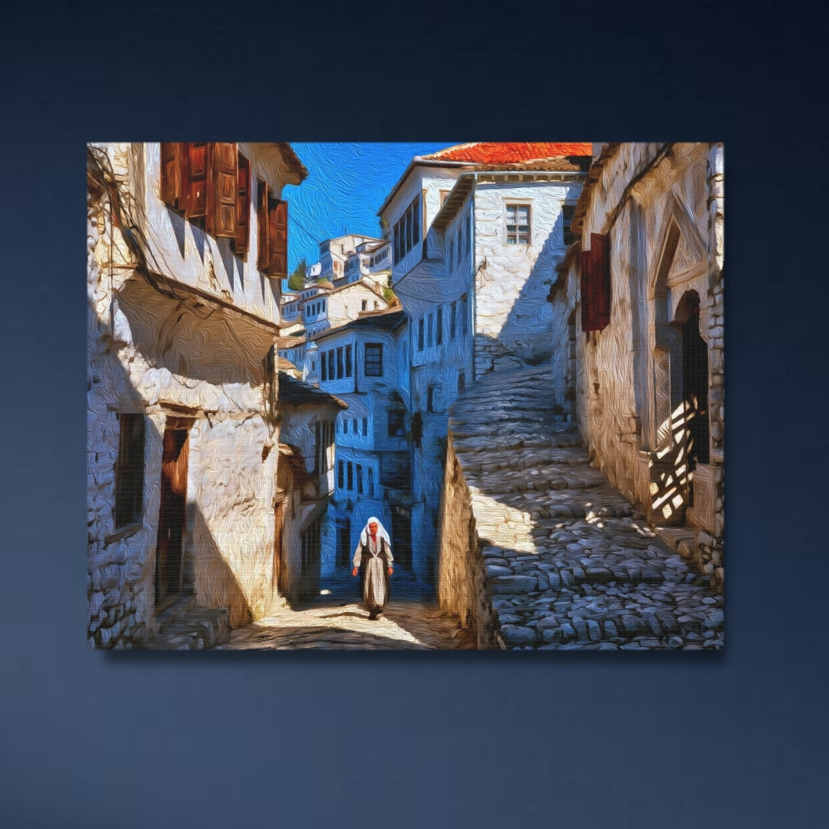 Berat, Albania | Berat Old Town Cobblestone Alley | Original Series Gallery Canvas close-up detail
