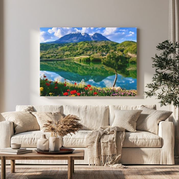 Berat Lake Mountain Panorama