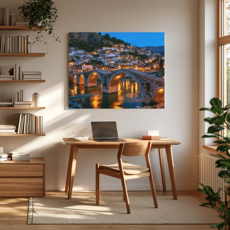 Gorica Bridge At Dusk — Berat, Albania, view 4