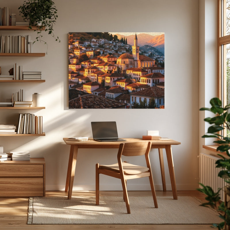 Berat, Albania | Berat Old Town Clock Tower | Original Series Gallery Canvas