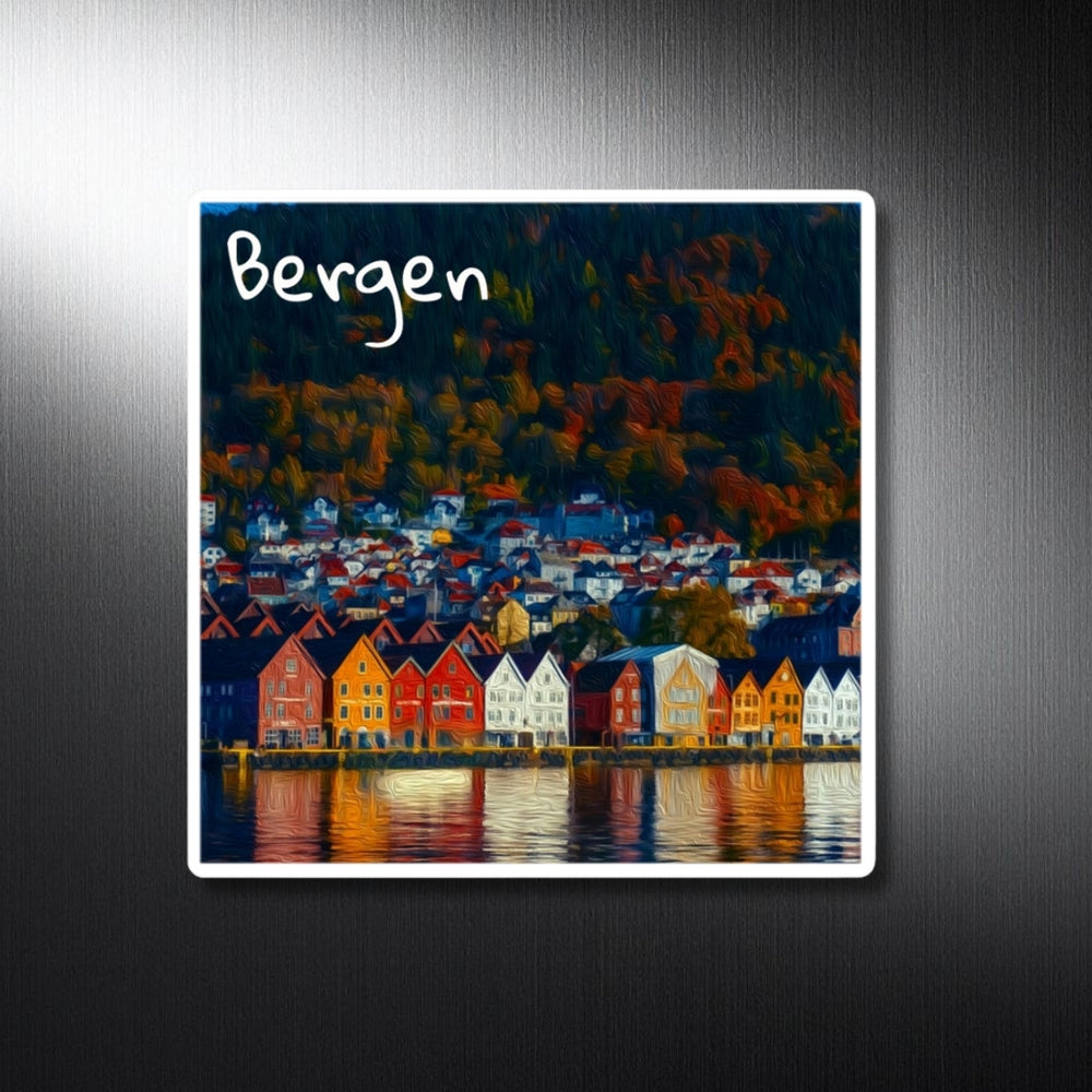 Bergen, Norway | Bryggen Harbour Waterfront | Original Series Decorative Magnet