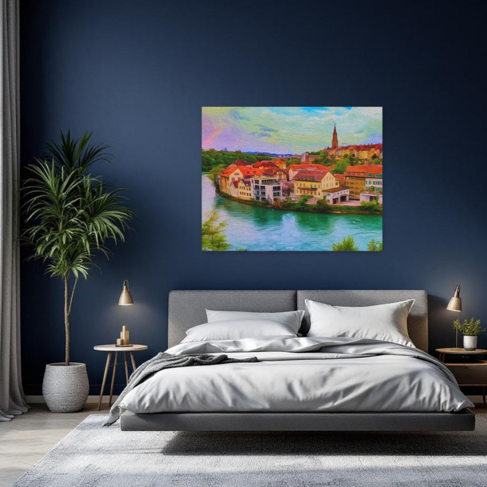 Bern, Switzerland | Aare River Old Town | Original Series Gallery Canvas detail