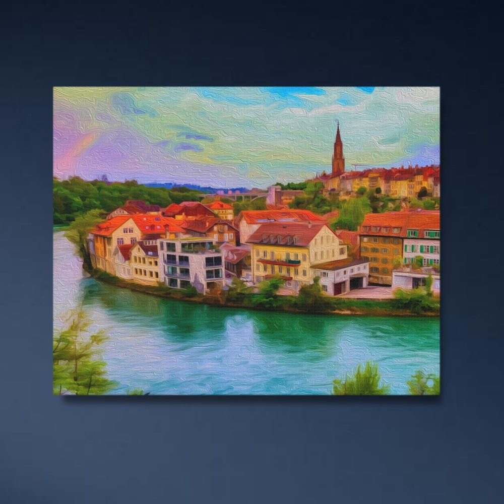 Bern, Switzerland | Aare River Old Town | Original Series Gallery Canvas detail