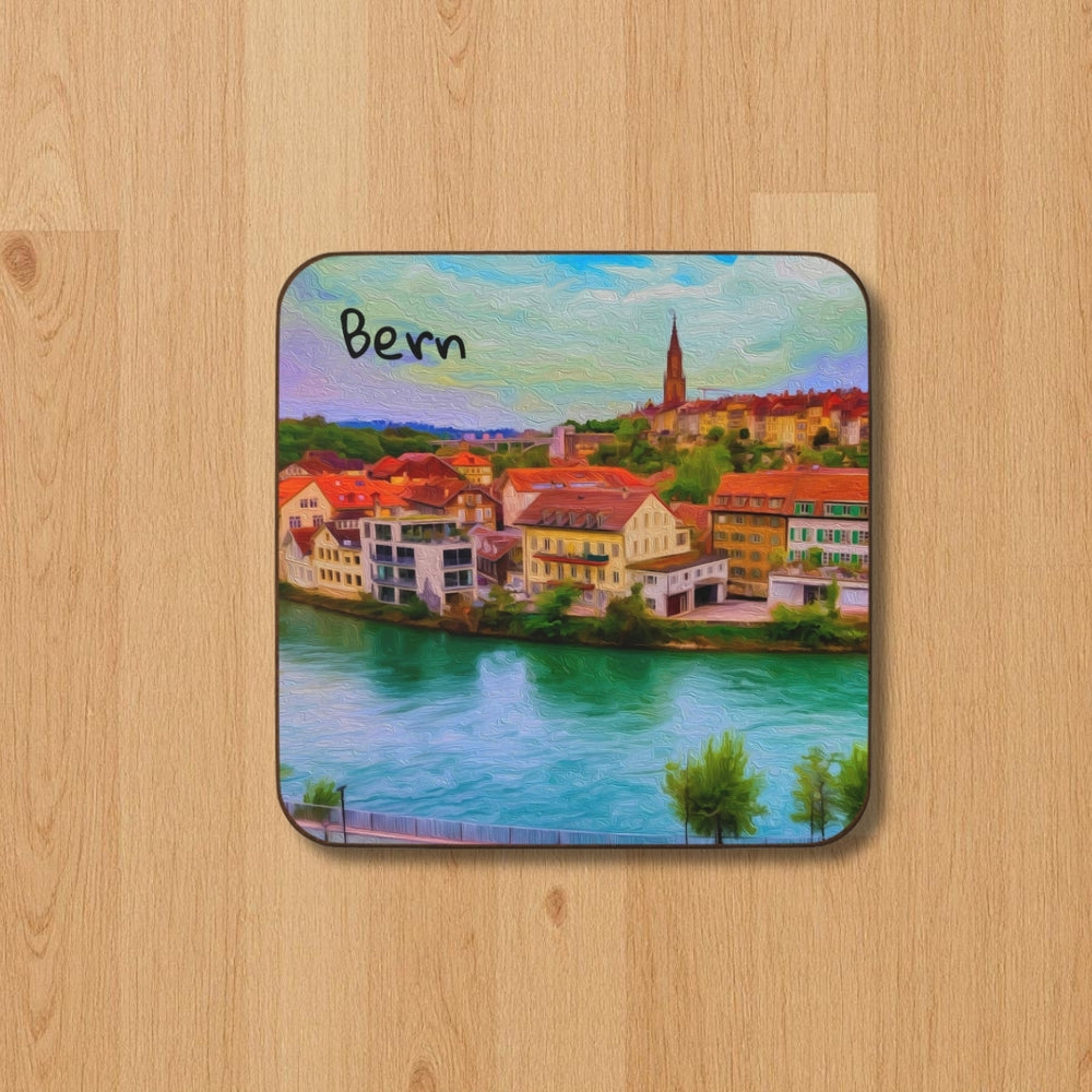 Bern, Switzerland | Aare River Old Town | Original Series Hardboard Coaster