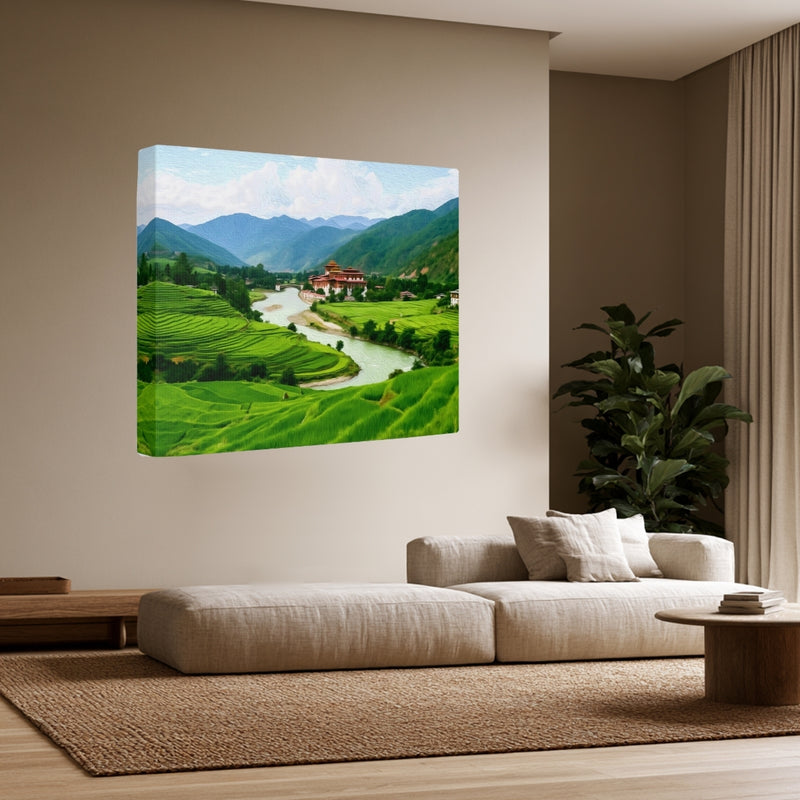 Punakha Dzong River Valley — Bhutan Paro Valley, view 3