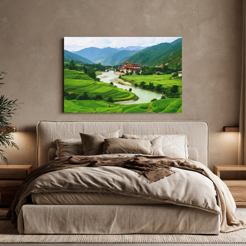 Punakha Dzong River Valley — Bhutan Paro Valley, view 6