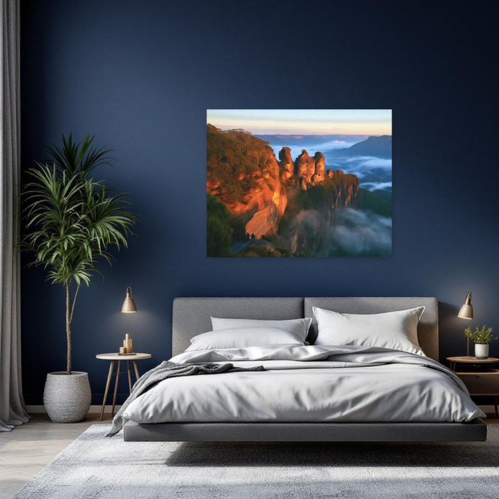 Blue Mountains, Australia | Three Sisters Misty Dawn | Original Series Gallery Canvas detail