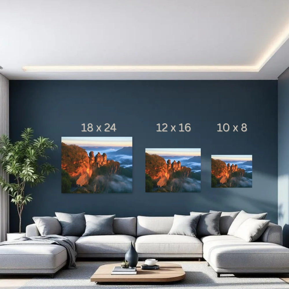 Blue Mountains, Australia | Three Sisters Misty Dawn | Original Series Gallery Canvas detail