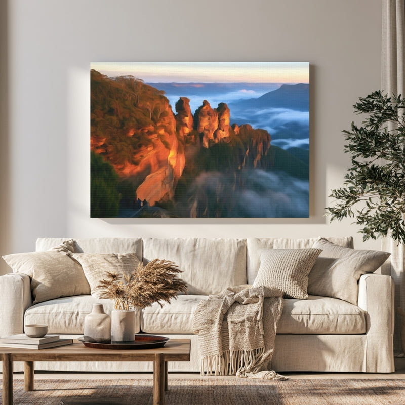 Three Sisters Misty Dawn — Blue Mountains, Australia, view 1