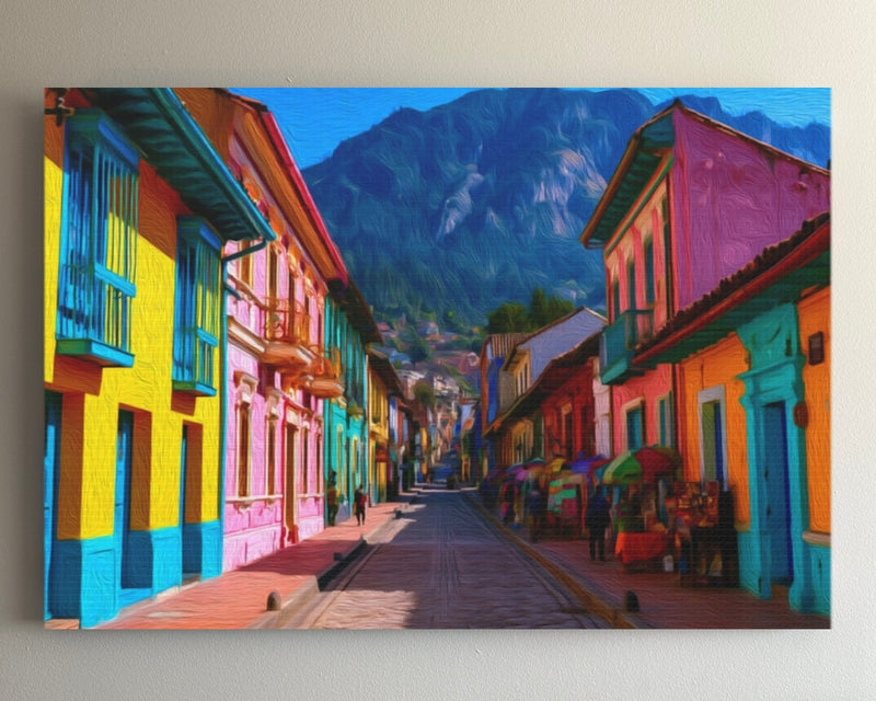 La Candelaria Cobblestone Street — Bogotá, Colombia