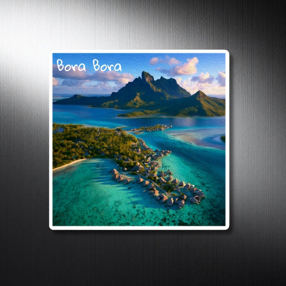 Bora Bora, French Polynesia | Tropical Overwater Bungalow Lagoon | Original Series Decorative Magnet