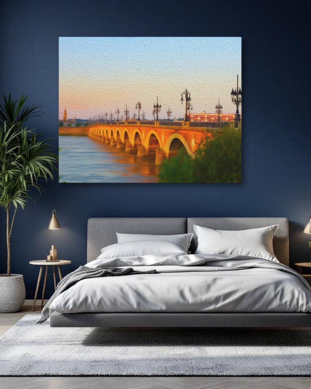 Bordeaux, France | Pont de Pierre at Dusk | Original Series Gallery Canvas detail