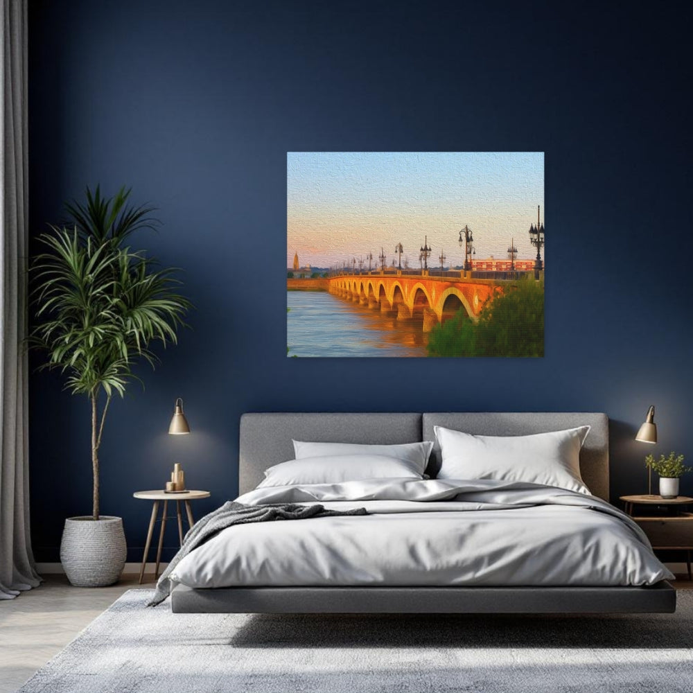 Bordeaux, France | Pont de Pierre at Dusk | Original Series Gallery Canvas detail