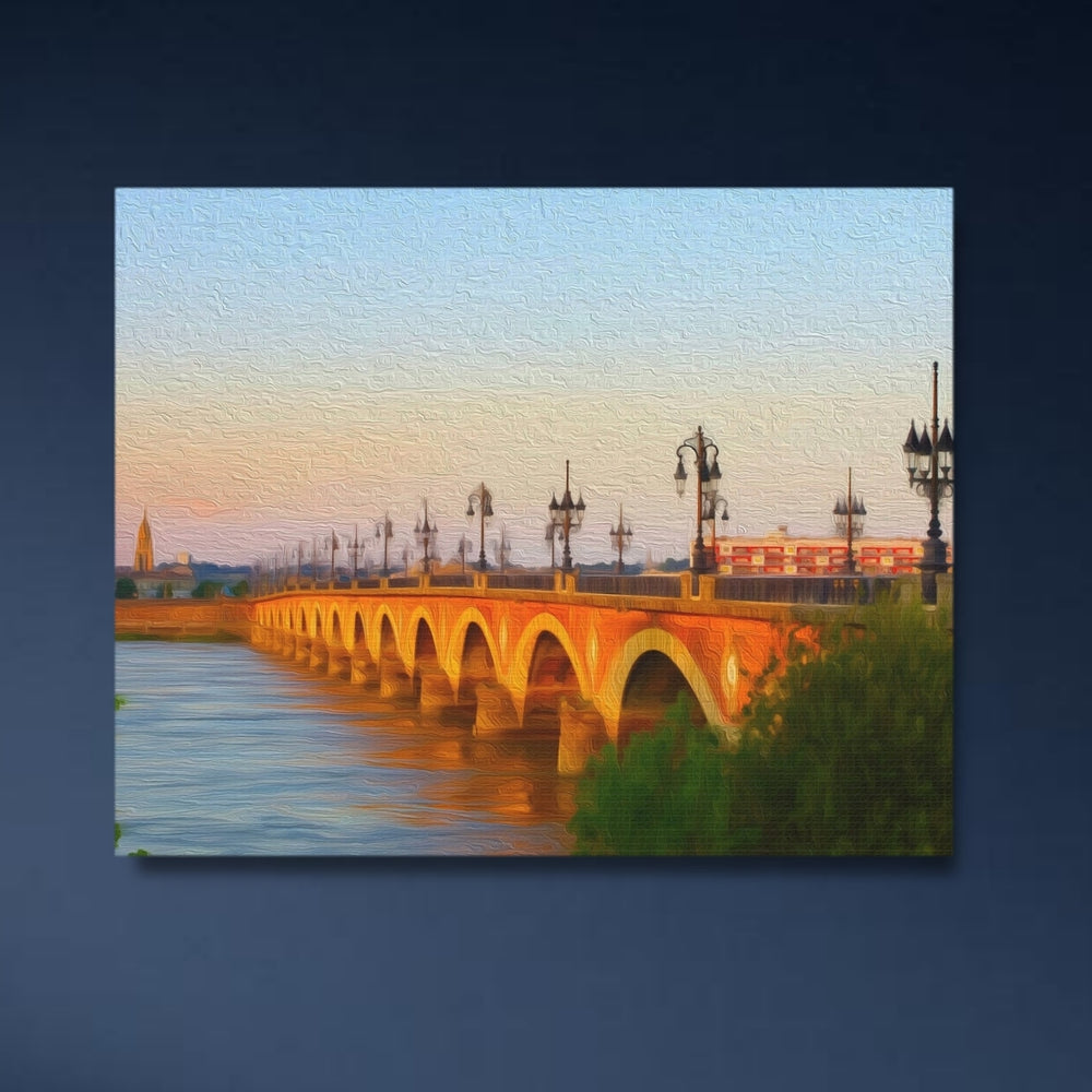 Bordeaux, France | Pont de Pierre at Dusk | Original Series Gallery Canvas detail
