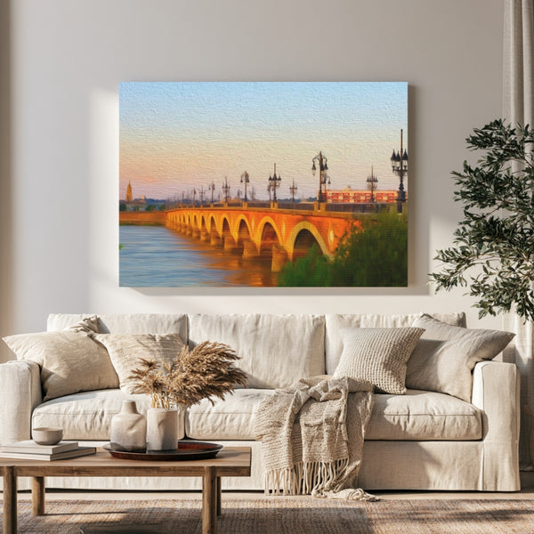 Bordeaux, France | Pont de Pierre at Dusk | Original Series Gallery Canvas