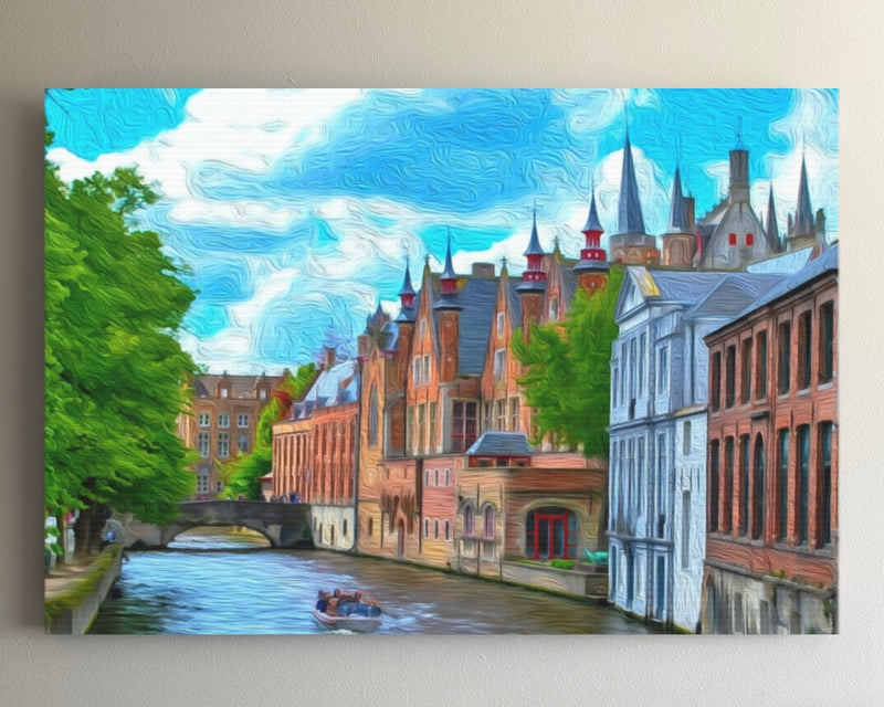 Groenerei Canal And Spires — Bruges, Belgium