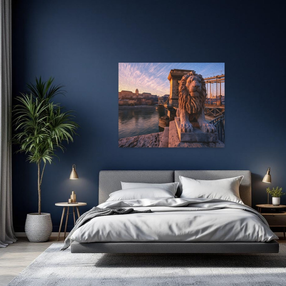 Budapest, Hungary | Chain Bridge Lion Statue Budapest | Original Series Gallery Canvas detail
