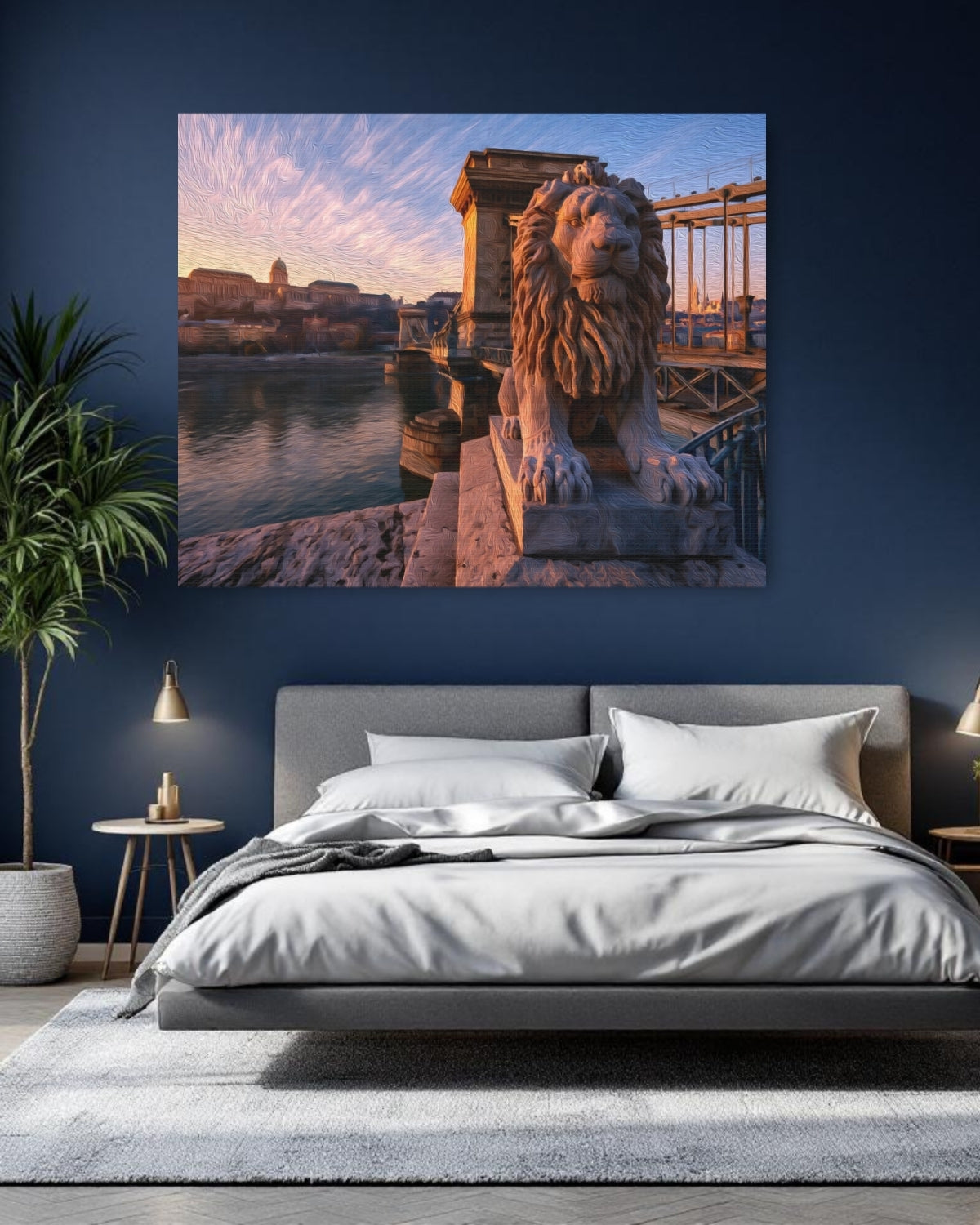 Budapest, Hungary | Chain Bridge Lion Statue Budapest | Original Series Gallery Canvas detail