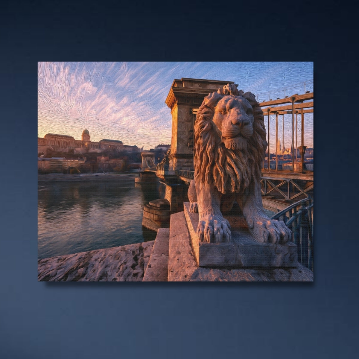 Budapest, Hungary | Chain Bridge Lion Statue Budapest | Original Series Gallery Canvas close-up detail