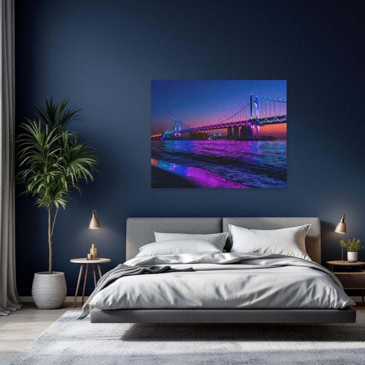 Gwangan Bridge Neon Night — Busan, South Korea, study 2