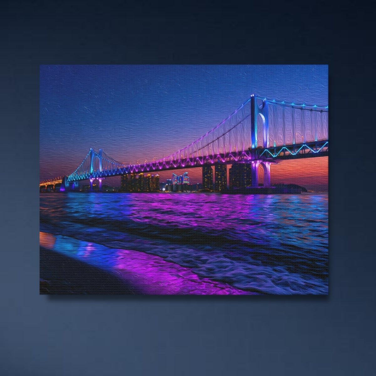 Gwangan Bridge Neon Night — Busan, South Korea, study 4