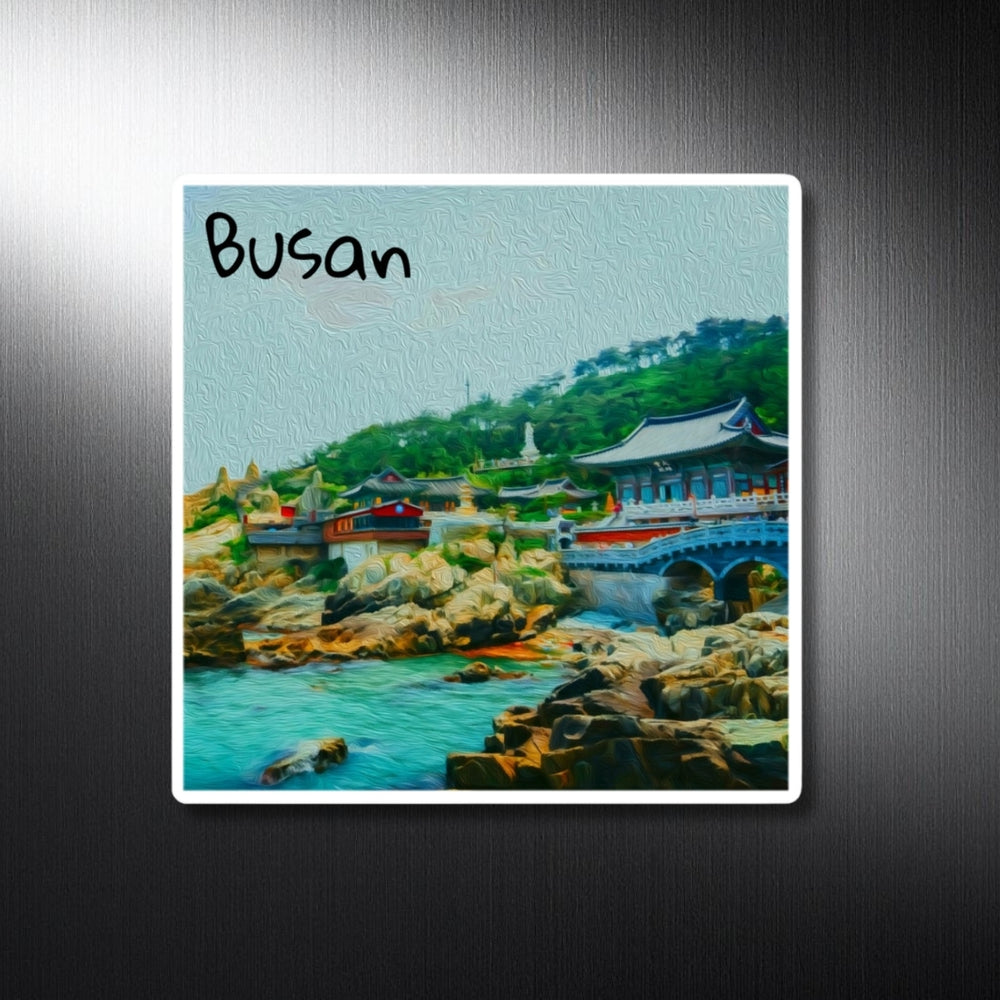 Busan, South Korea | Coastal Temple on Rocks | Original Series Decorative Magnet