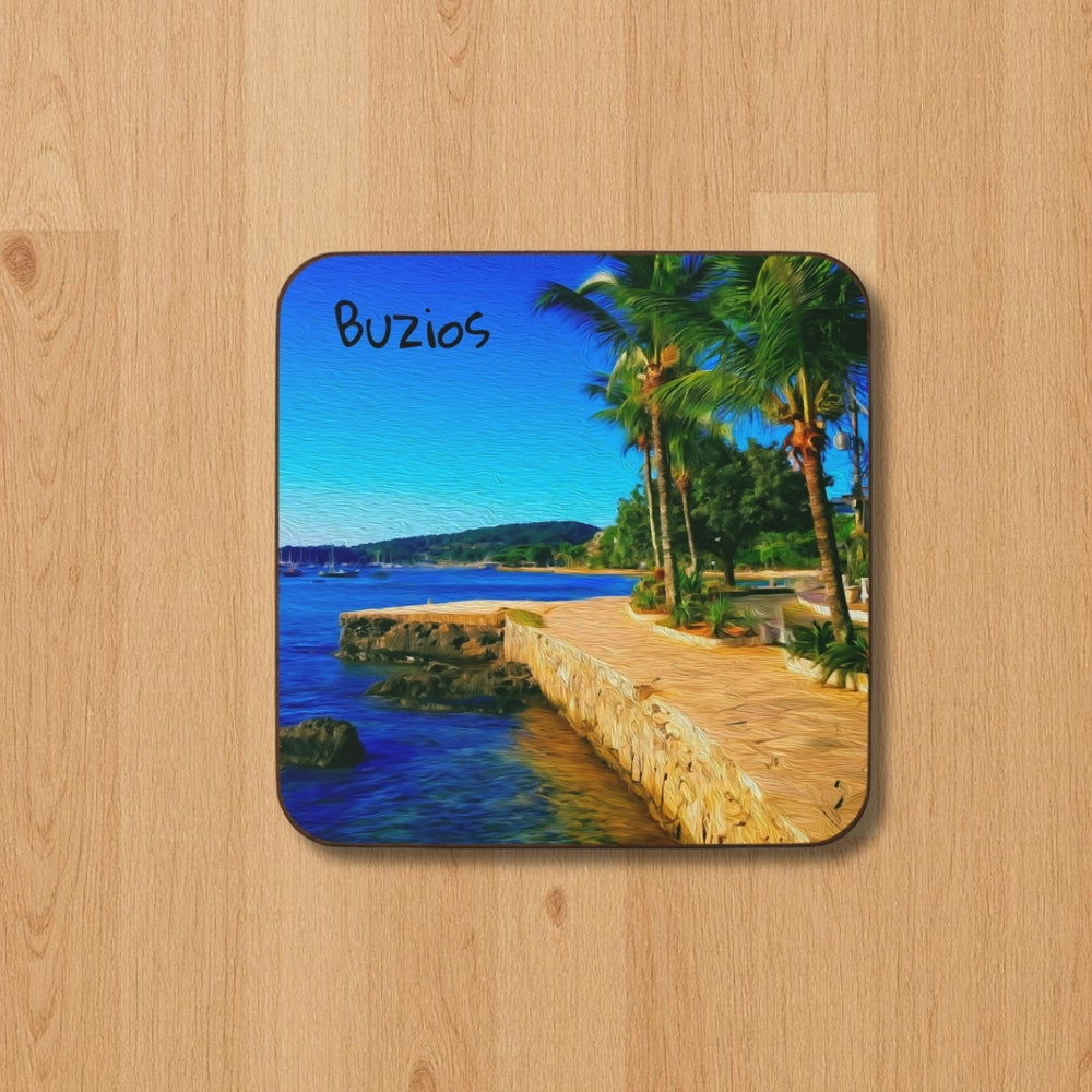 Buzios, Brazil | Coastal Promenade and Harbor | Original Series Hardboard Coaster